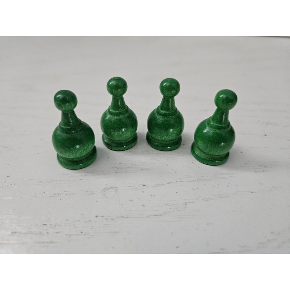 Vintage 1964 Parcheesi Gold Seal Edition Replacement Parts GREEN Wood Pieces 4